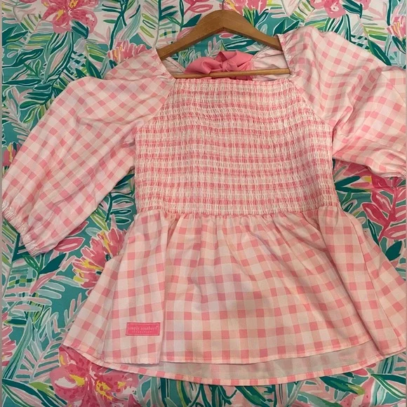 Pink Gingham Smocked Dress - Picture 1 of 5